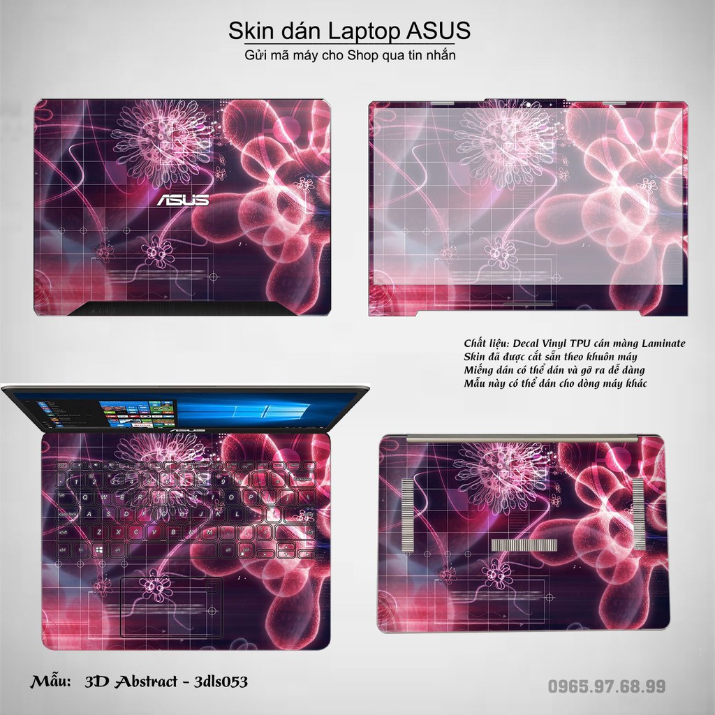 Skin dán Laptop Asus in hình 3Ds (inbox mã máy cho Shop)