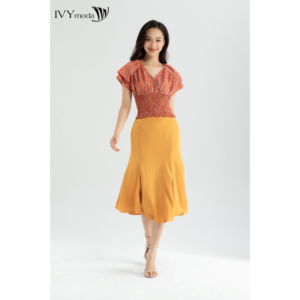 [NHẬP WABRTL5 GIẢM 10% TỐI ĐA 50K ĐH 250K ]Áo sơ mi nữ họa tiết cổ V IVY moda MS 16M6537