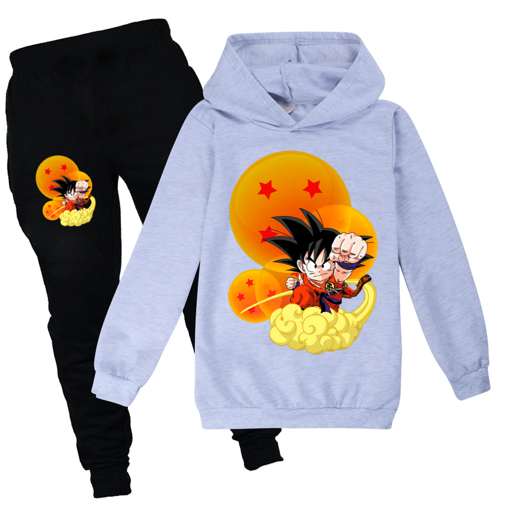 Set Áo Sweater Tay Dài In Họa Tiết Hoạt Hình Dragon Ball + Quần Dài Thời Trang Mùa Thu Cho Bé