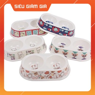 Bát ăn đôi cho chó mèo bằng nhựa bobo 3043a