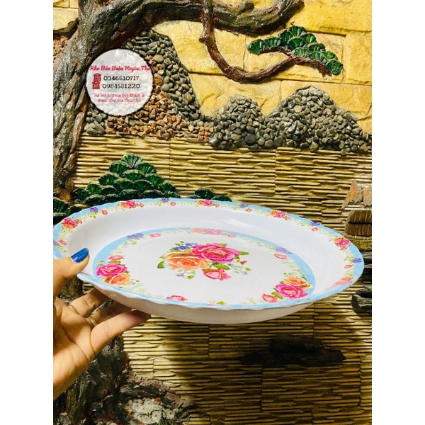 Khay bưng bê hoa đẹp_  nhựa phíp 35cm