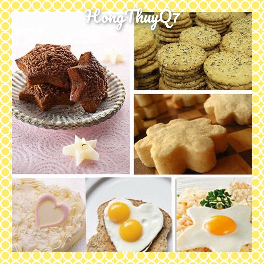 Khuôn Tròn, Hình Trái Tim, Hoa, Sao Làm Bánh Quy, Cookies, Cắt Trái Cây, Rau Câu, Cơm Nắm /3.48/- HongThuyQ7
