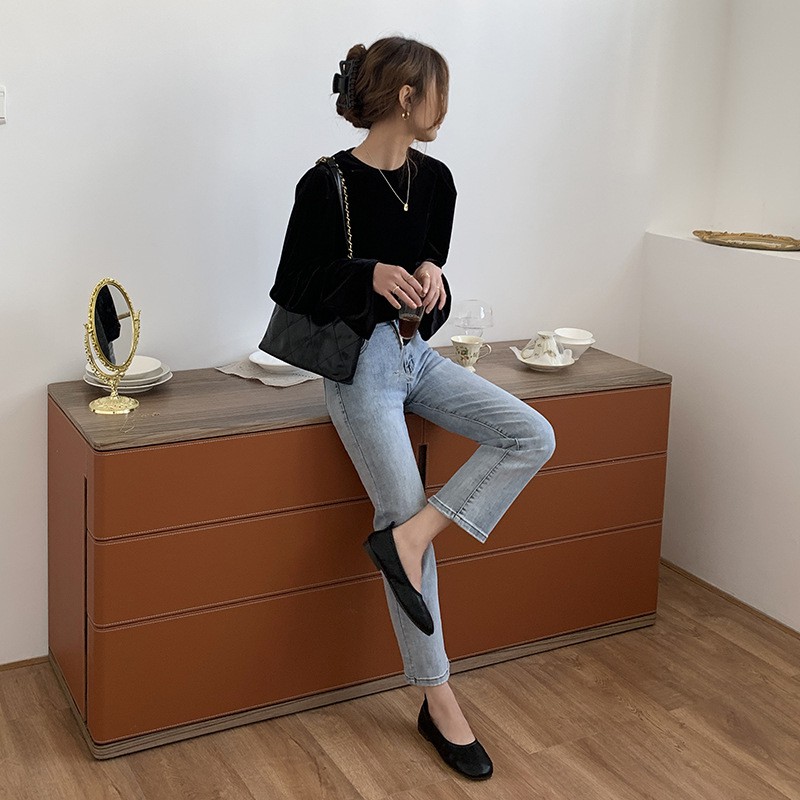 Giày Đế bệt Búp bê nữ Mũi tròn Da mềm Thời trang Giày lười nữ Cao cấp Kiểu dáng đơn giản | BigBuy360 - bigbuy360.vn