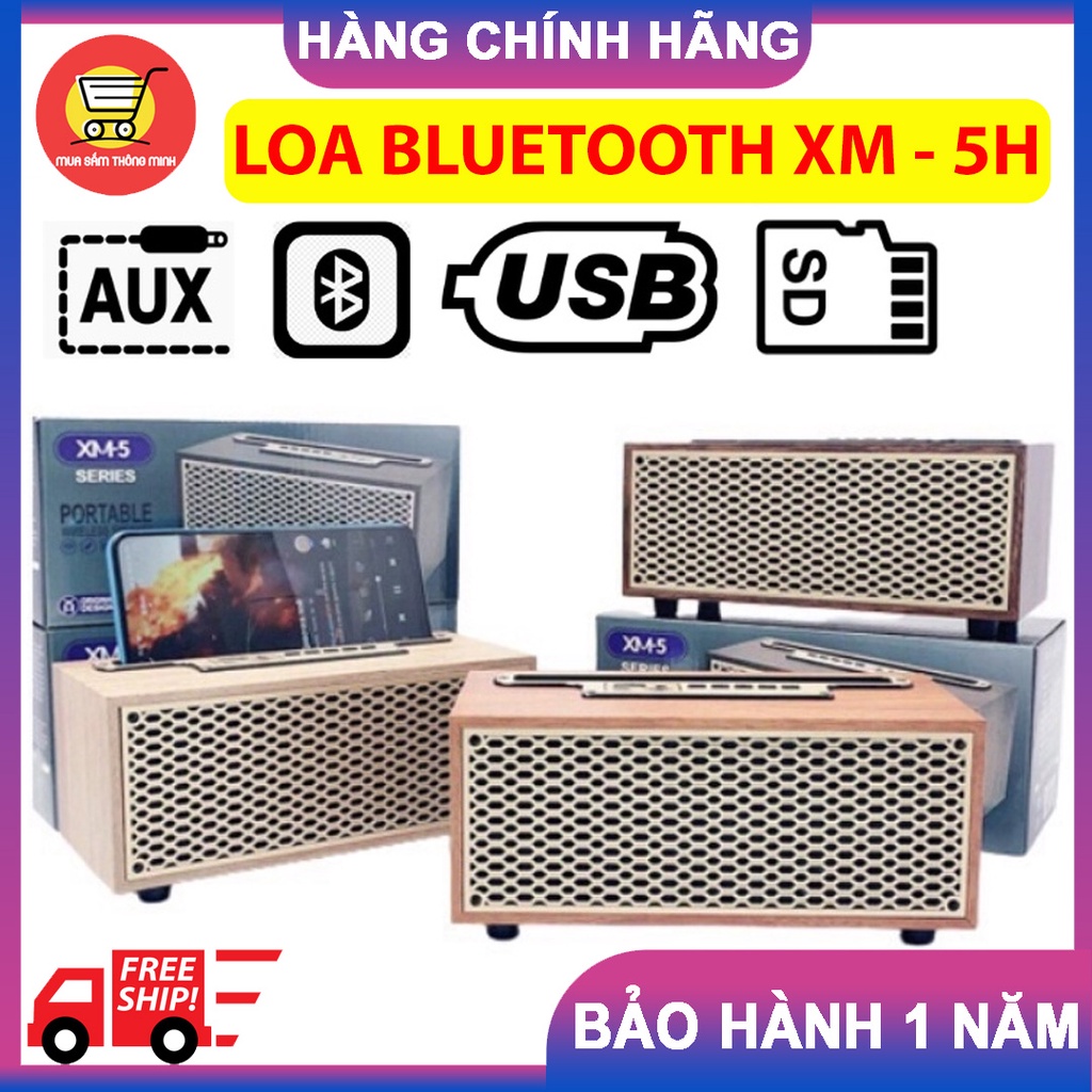Loa Bluetooth Mini XM 5H 8W Loa Bluetooth Vỏ Gỗ Hiện Đại Sang Trọng Cho Chất Lượng Âm Thanh Cực Tốt Âm Lượng Lớn