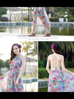 đầm maxi hở lưng cao cấp QC