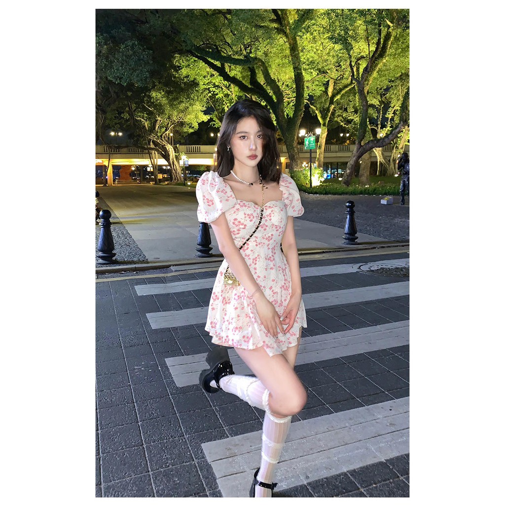 Đầm công chúa tay phồng ngắn thời trang mùa hè 2021 in hình thiên thần