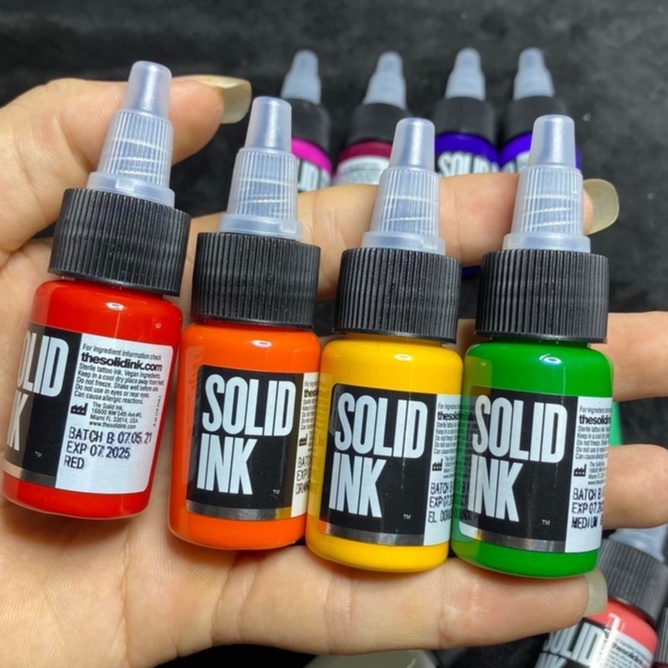 Mực xăm hình Solid Ink, mực màu xăm mini  màu đẹp dễ bám- 0,5oz
