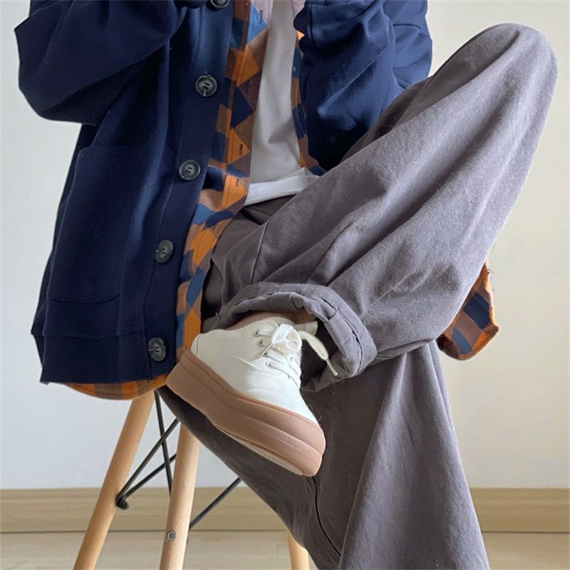 Quần Dài Ống Rộng Màu Sắc retro Phong Cách Nhật Bản Cho Nam