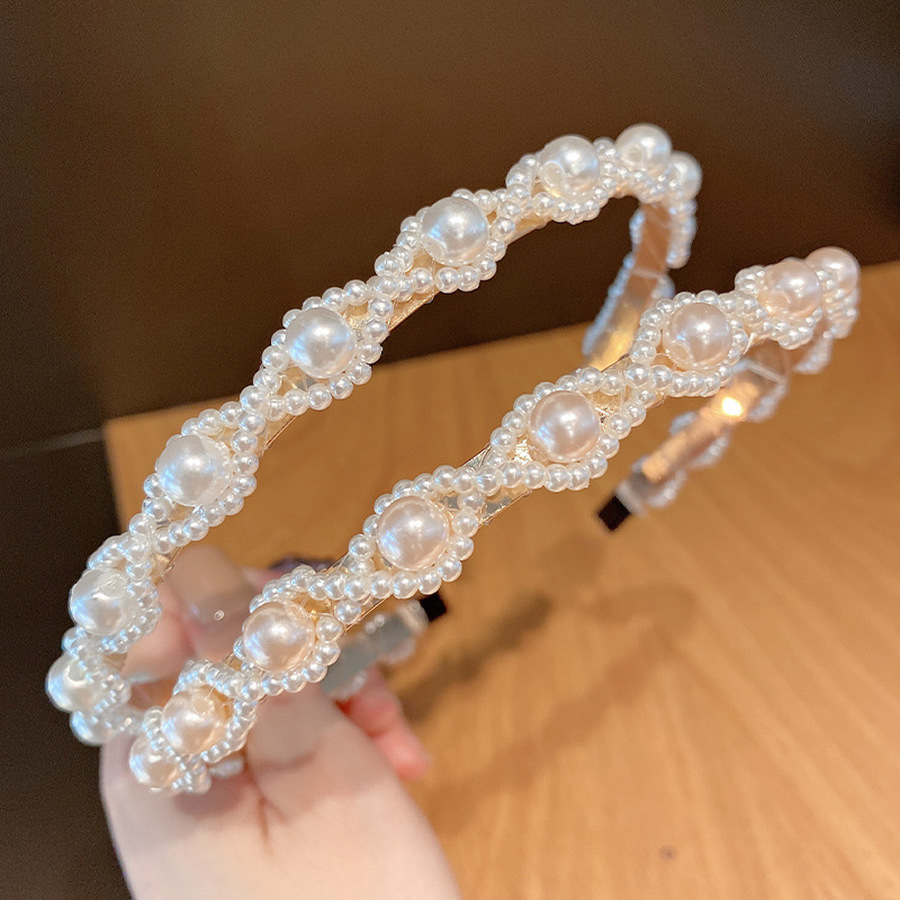 Băng Đô Hợp Kim Đính Ngọc Trai Nhân Tạo Phong Cách Hàn Quốc