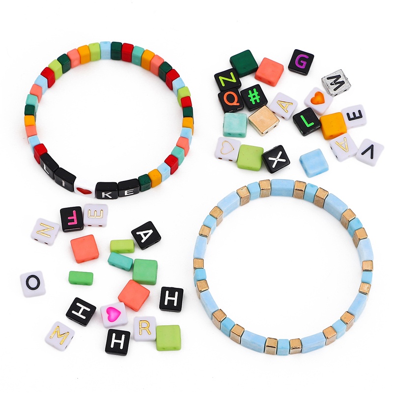 Set 100 Hạt Nhựa Acrylic In Chữ Cái Hai Lỗ Dùng Làm Trang Sức Thủ Công