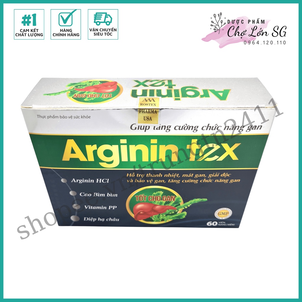 Viên uống mát gan ARGININ TEX giảm tổn thương gan do bia rượu  - Hộp 60 viên