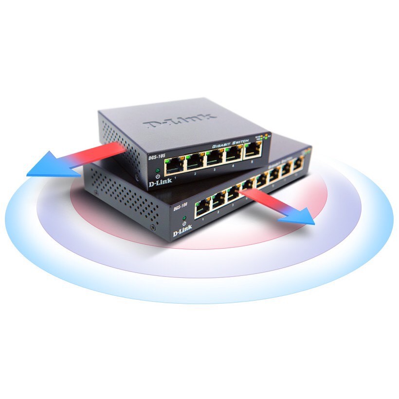 D-Link Gigabit Vỏ thép Bộ chia mạng Switch 8 cổng RJ45 Tăng tốc máy chủ - Thiết bị chuyển mạch D-LINK DGS-108