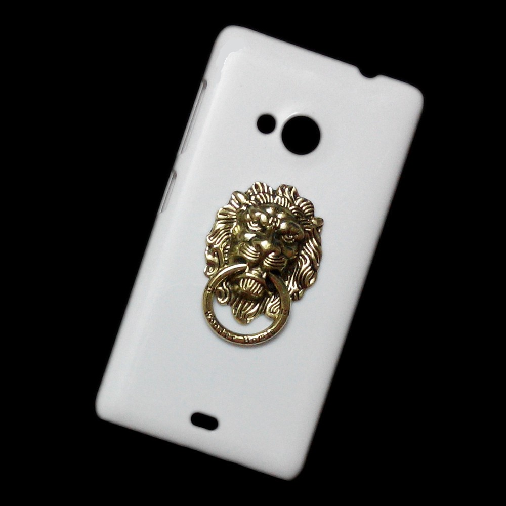 Case for Nokia Lumia 430 530 535 540 550 610 620 640 XL 650 710 730 735 820 830 920 925 929 930 950 1320 3D Metal Bronze Lion Head Finger Ring Stand Holder Back Hard Phone Cover