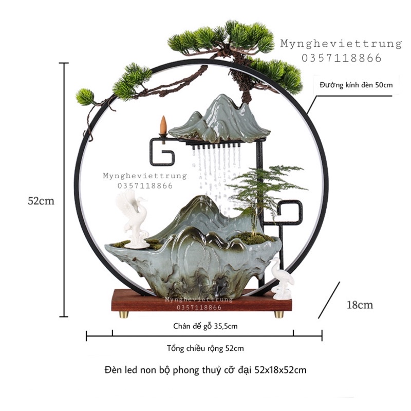 Thác Đá Non Bộ Trầm Hương Khung Đèn Led Cao Cấp Cỡ Đại