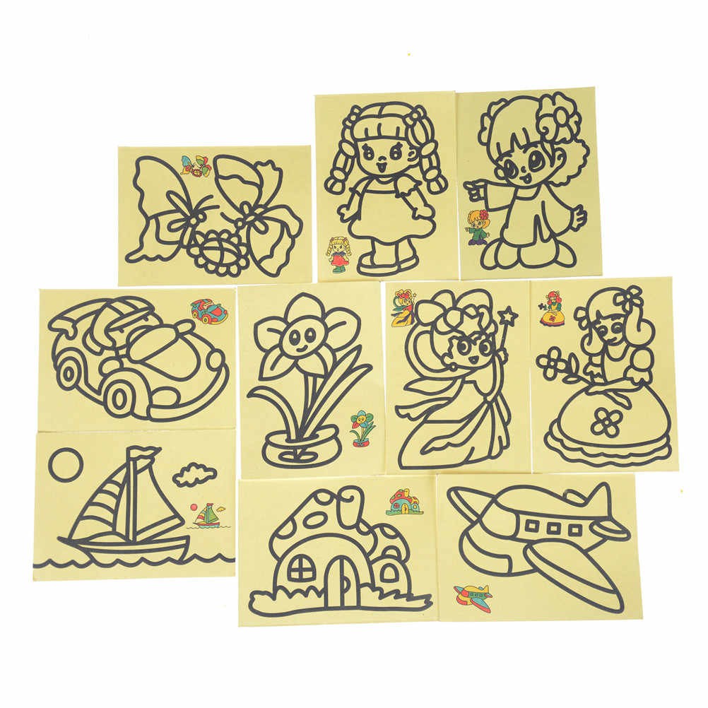 Bộ 5 Đồ Chơi Tranh Cát Kèm 6 Gói Bột Màu