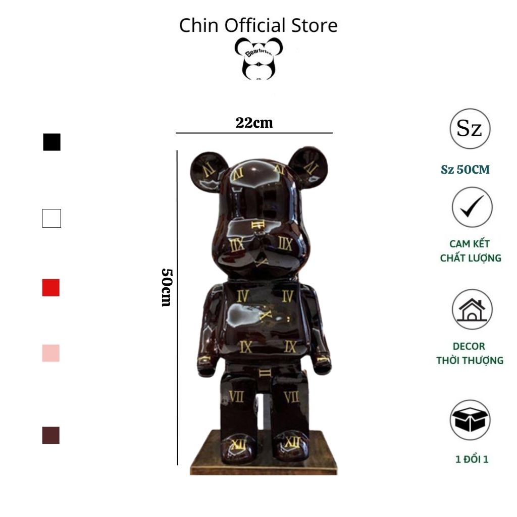 Bearbrick, gấu bearbrick 50cm cỡ vừa, mẫu LV la mã đủ 5 màu chất liệu nhựa cao cấp – Chin Official Store