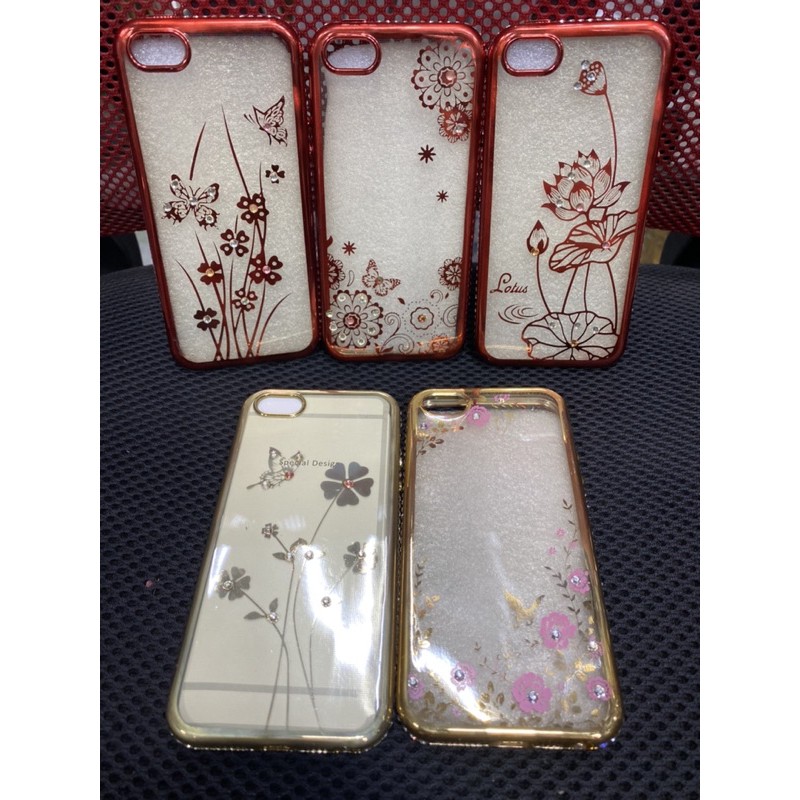 Ốp iPhone 5G/5S dẻo viền xi màu bóng đính đá.