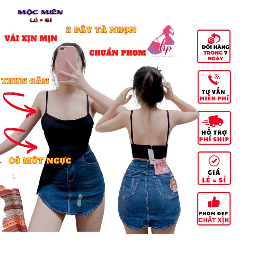 Áo kiểu hai dây nữ ôm body tà xéo hở lưng có mút ngực cực sexy phong cách hàn quốc thời trang nữ 2021