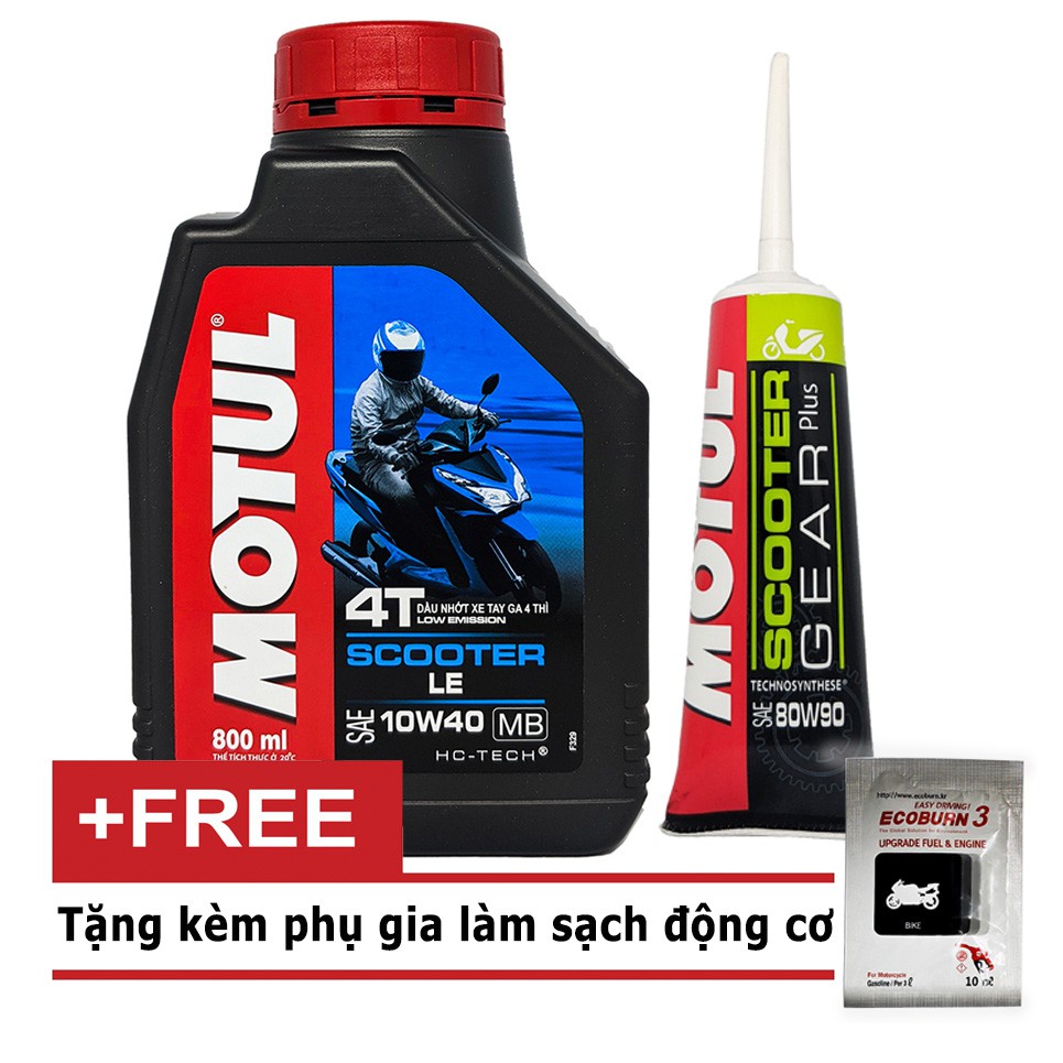 Tặng Free 1 gói phụ gia - BỘ COMBO TAY GA MOTUL SCOOTER 10W40