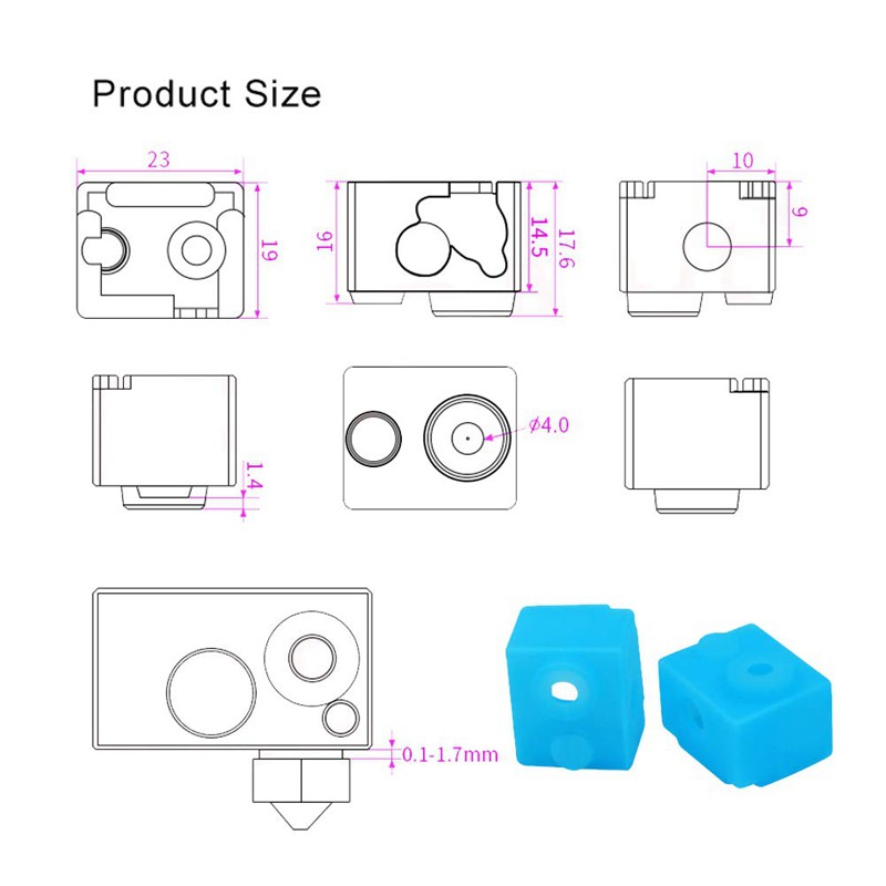 Phụ Kiện Bọc Bảo Vệ Máy In 3d E3D V6 E3D 0.4mm Bằng Silicon