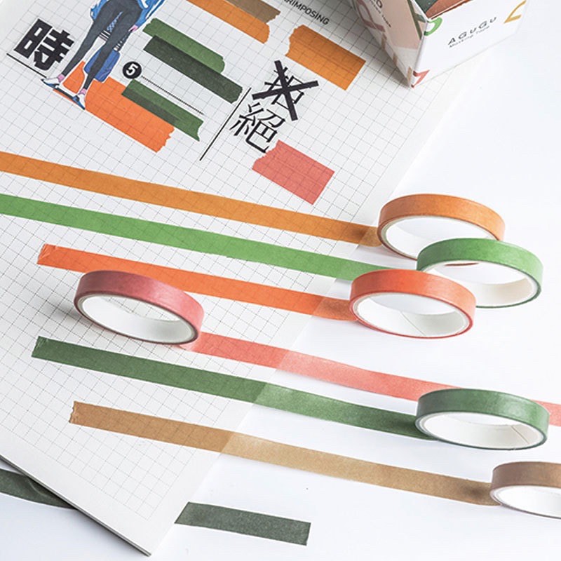Set washi tape trang trí sổ theo tone màu