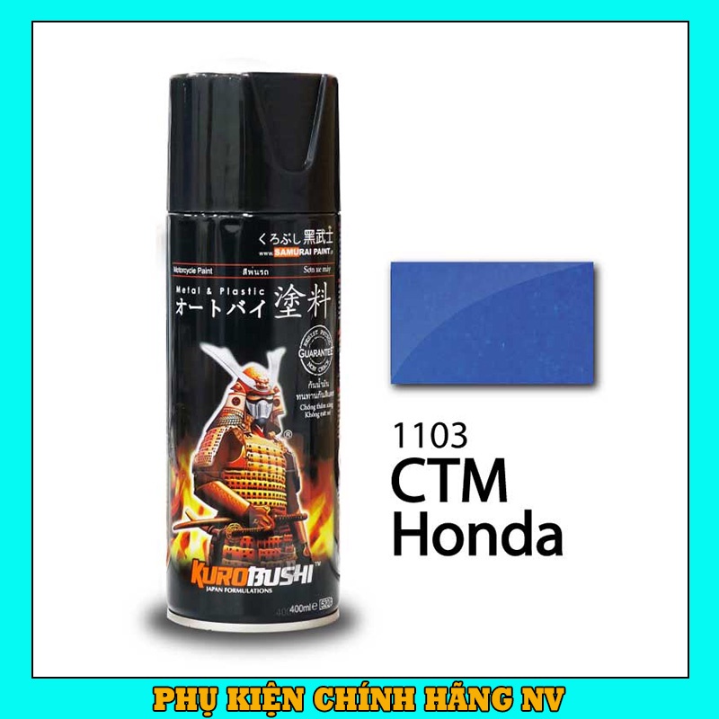 Sơn Samurai màu xanh dương 1103 chính hãng, sơn xịt dàn áo xe máy chịu nhiệt, chống nứt nẻ, kháng xăng