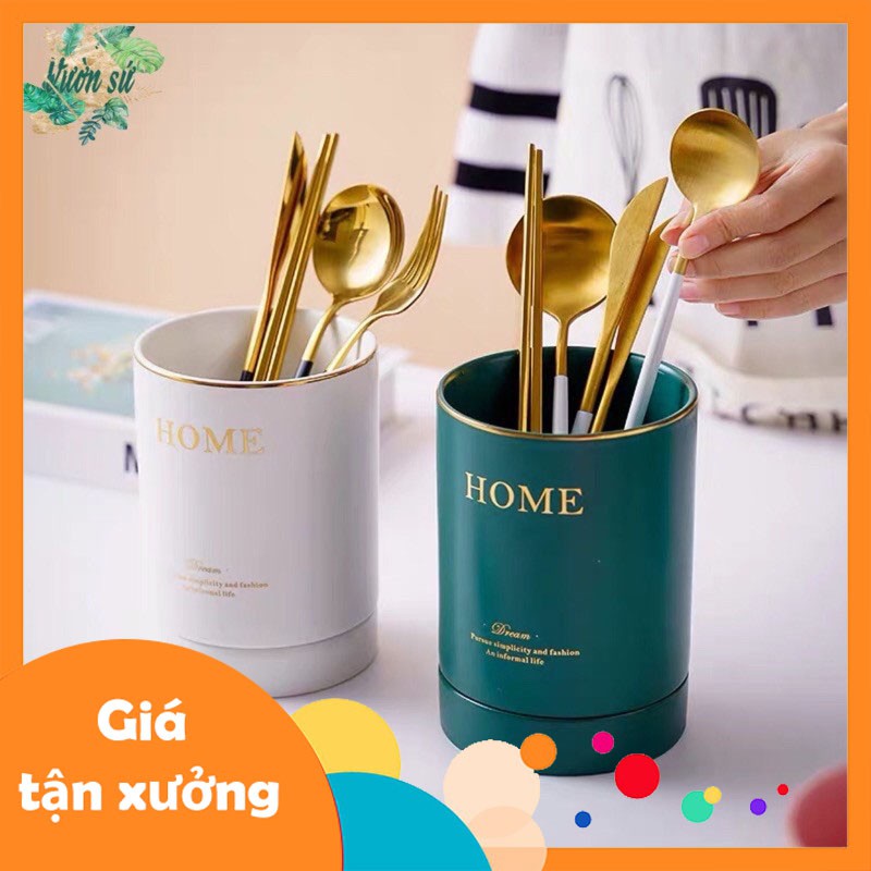 Ống đựng đũa sứ đựng thìa, muỗng kèm khung cao cấp - VS123