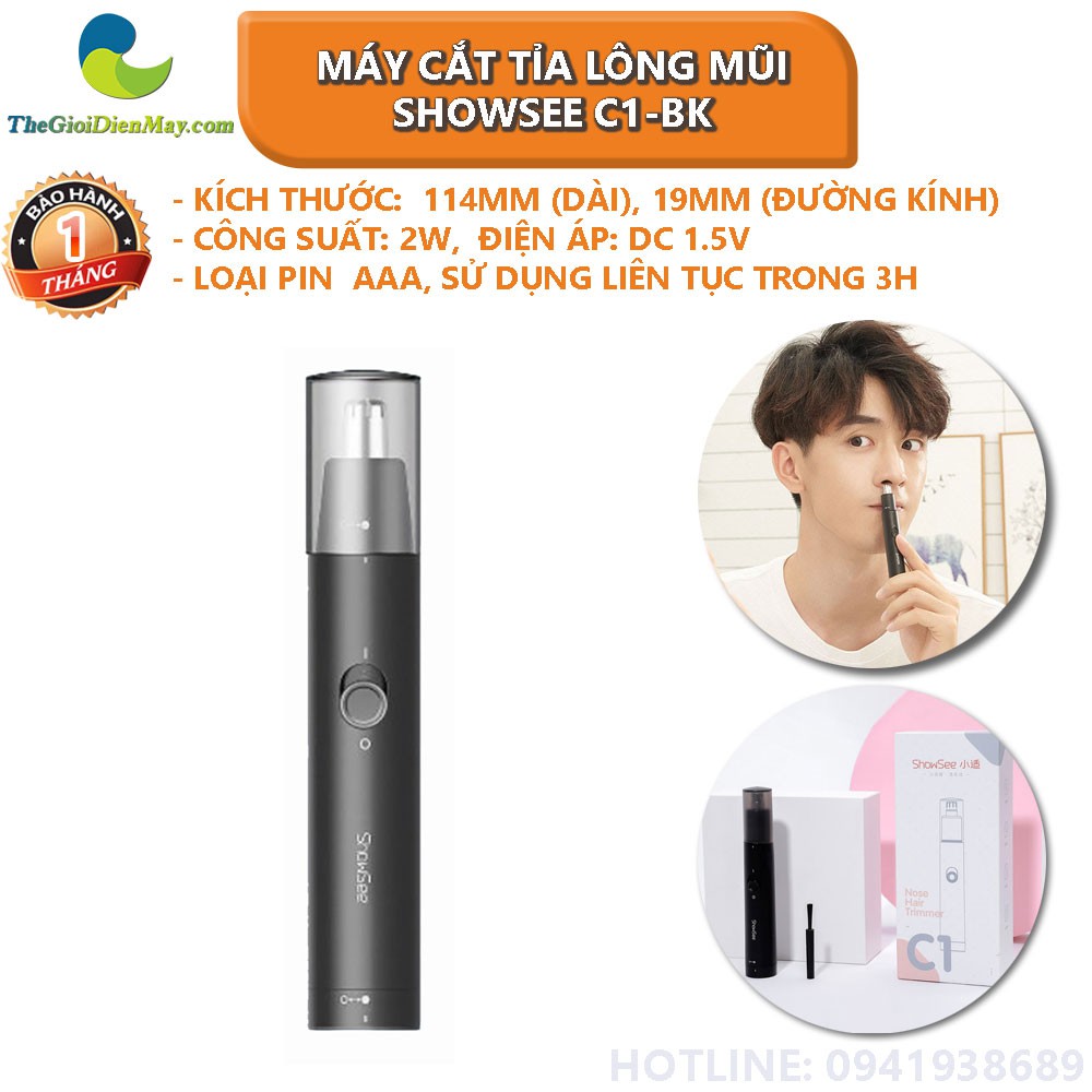 Máy cắt tỉa lông mũi Xiaomi ShowSee C1-BK - Bảo hành 1 tháng - Shop Thế Giới Điện Máy