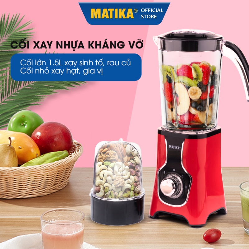 [Mã ELHA22 giảm 6% đơn 300K] Máy Xay Sinh Tố Đa Năng MATIKA 220W 2 Cối MTK-3125