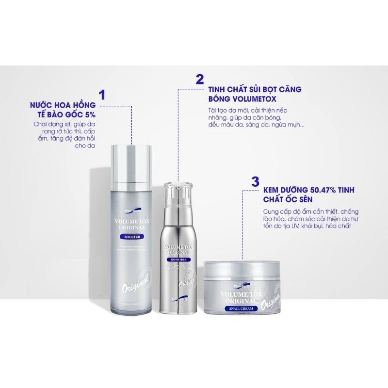 Bộ 3 sản phẩm Volume tox original Pion-Tech Hàn Quốc chống lão hóa, da căng bóng
