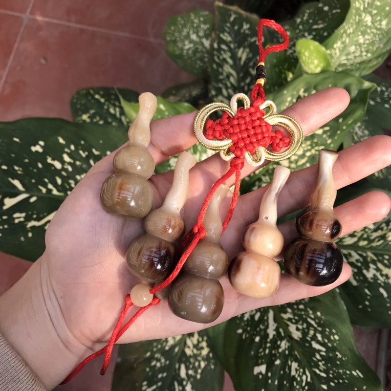 Hồ lô phong thuỷ bằng sừng - Trường thọ và hút tài lộc - khánh treo ô tô - OTH005
