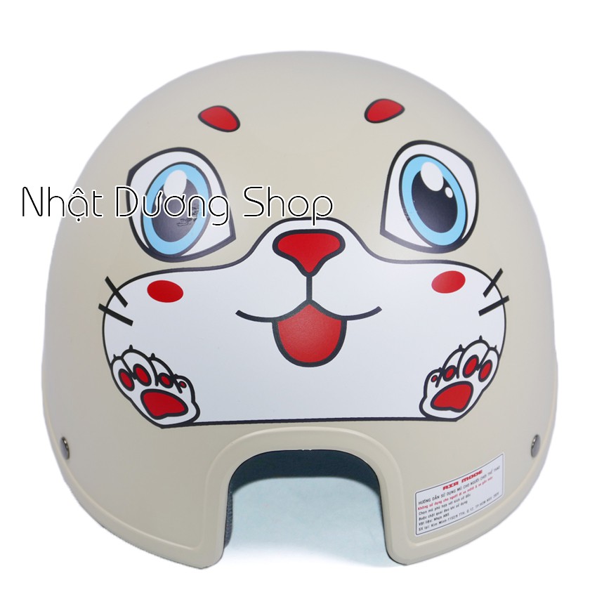 Nón bảo hiểm lưỡi trai gắn họa tiết hình con vật dễ thương có khoét đuôi dễ dàng buột tóc cao