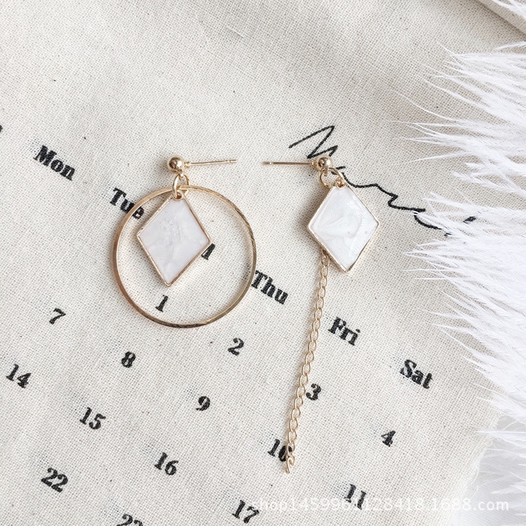 European and American bông tai Diamond Shaped Circle Hollow Tassel Earrings