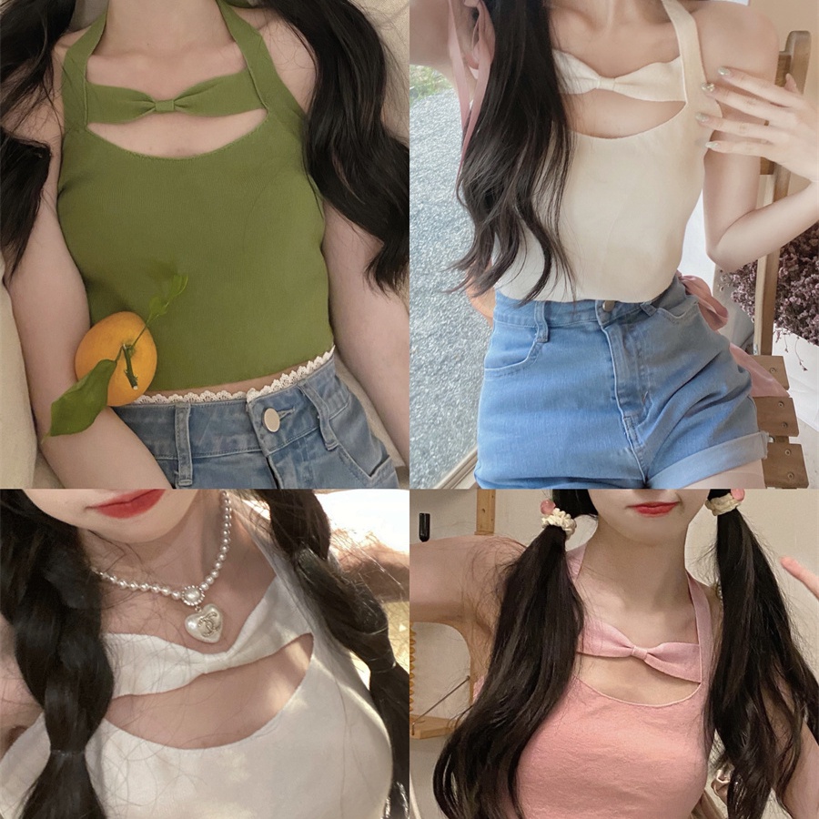SUXI Áo Croptop Sát Nách Màu Sắc Thanh Lịch Thiết Kế Ôm Sát Tôn Dáng