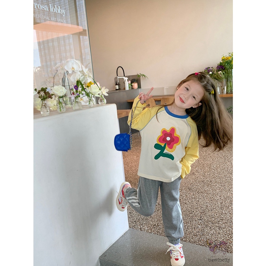 Áo Thun Dài Tay In Hoa Cho Bé Gái