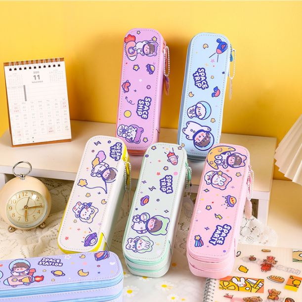 Túi đựng bút nhiều ngăn Cô Bé Gấu Thỏ Pastel Phi Hành Gia Thú Cưng Yogurt