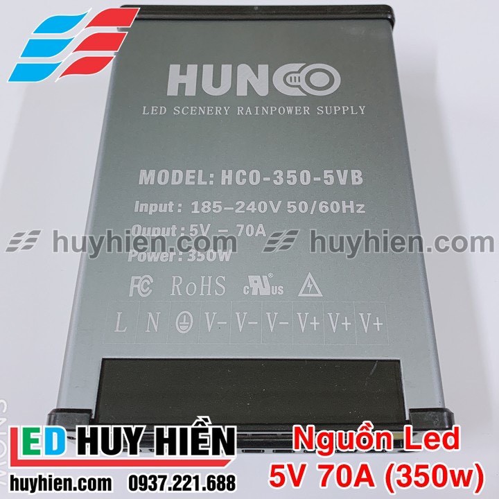 Nguồn led 5V 70A ngoài trời vỏ nhôm, Nguồn 5V 350W (70A) ngoài trời vỏ nhôm HUNCO | BigBuy360 - bigbuy360.vn