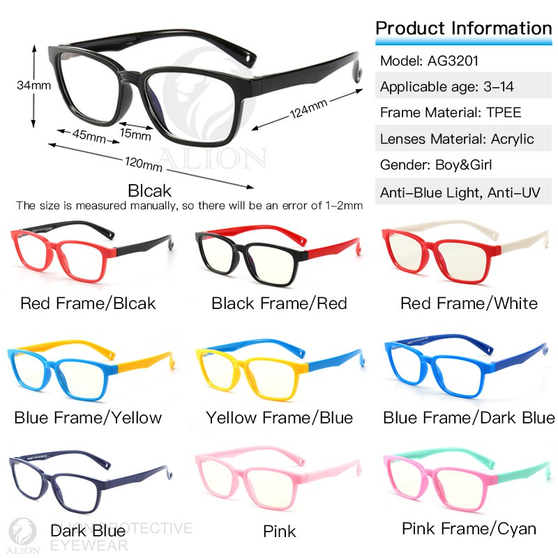 Mắt kính LUSEEN chống bức xạ ánh sáng xanh kèm hộp đựng bảo vệ cho trẻ em AG3201