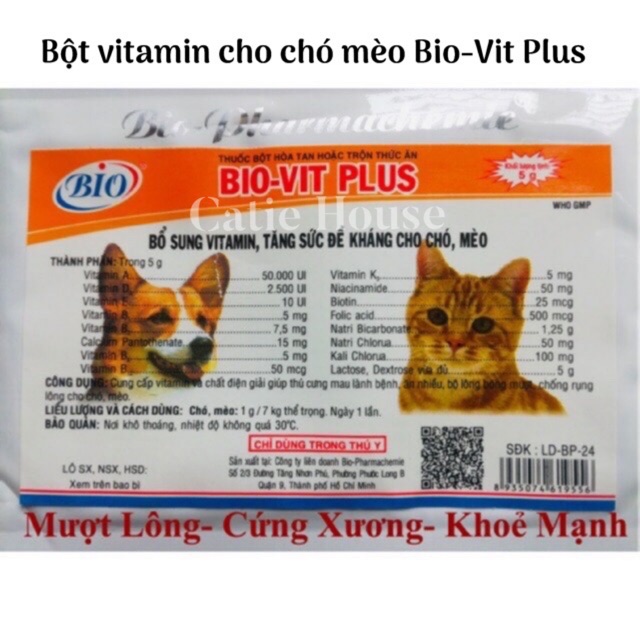 [Giao ngay Nowship/Grab] Bio-Vit - Biovit - Biovit plus  Bio Vitamin - Bột bổ sung vitamin cho chó mèo Bio Vit Plus 5g