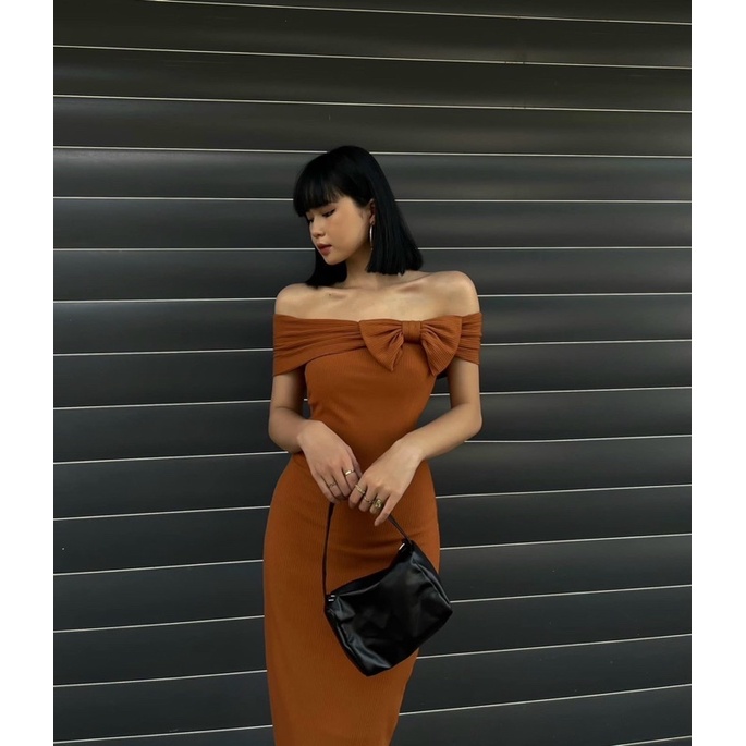 Đầm body trễ vai nơ -TK778