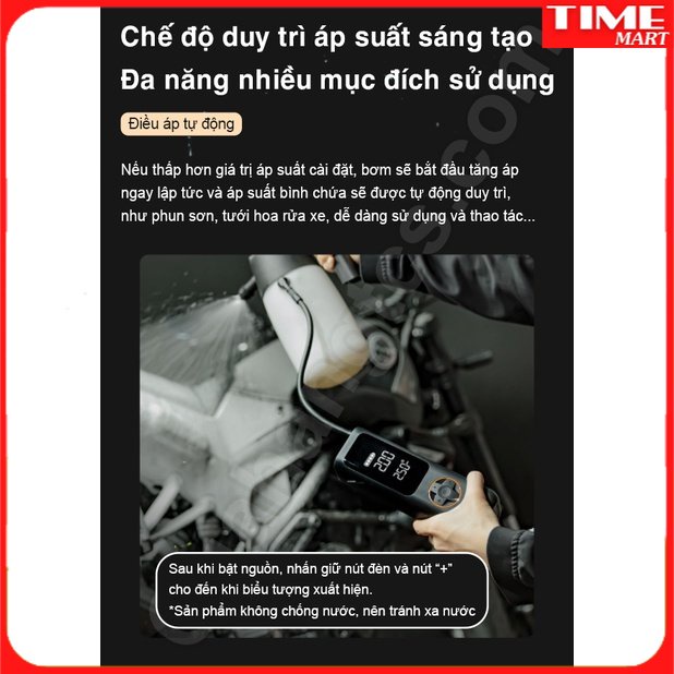 [CHÍNH HÃNG] Bơm cầm tay đa năng Xiaomi QICYCLE P1 QJCQBP1 bơm xe hơi, xe máy. [TIME_MART siêu thị tiện ích gia đình]