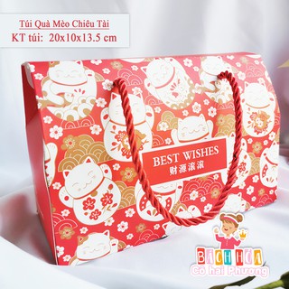Hộp quà tặng, bánh kẹo - Mèo chiêu tài phong cách Nhật (Kích thước:20x10x13.5cm)