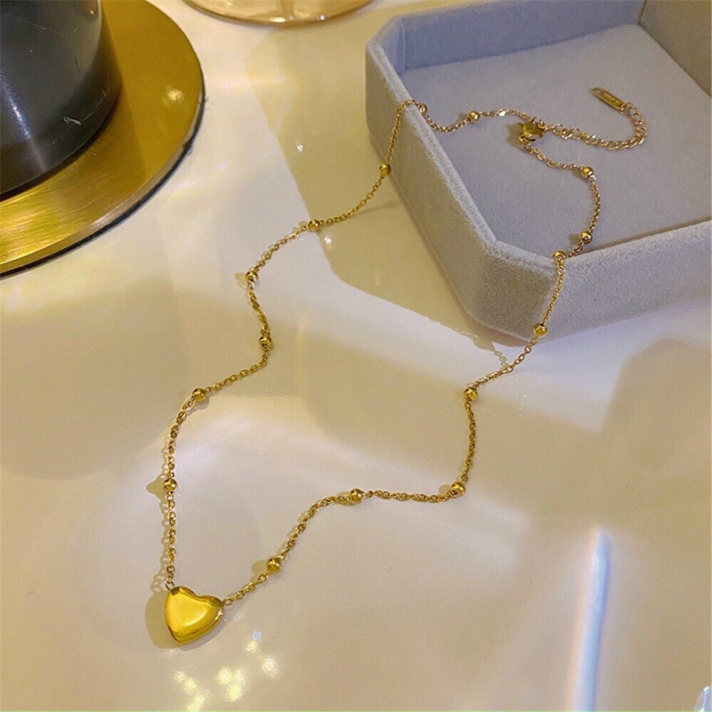 ❤️𝑯𝒂̀𝒏𝒈 𝒔𝒂̆̃𝒏❤️ Vòng Cổ Nữ Titan Hình Trái Tim Xi Không Rỉ, Dây Chuyền Mạ Vàng Phong Cách Hàn Quốc Nhẹ Nhàng, Trẻ Trung