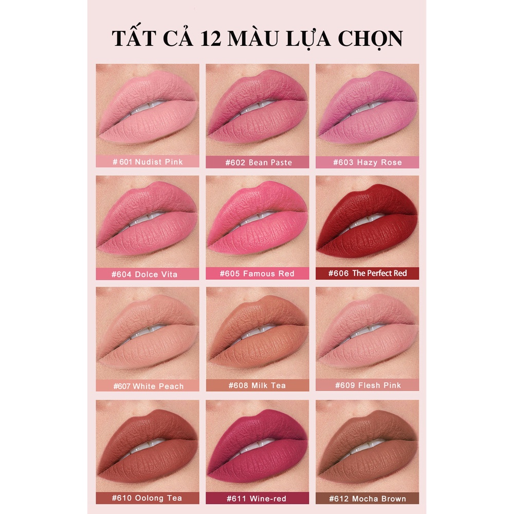 Son Thỏi Lì HANDAIYAN Small Ice Cube Matte Lipstick 12 Màu Nude Bean Pastel Bền Màu Lâu Trôi A2