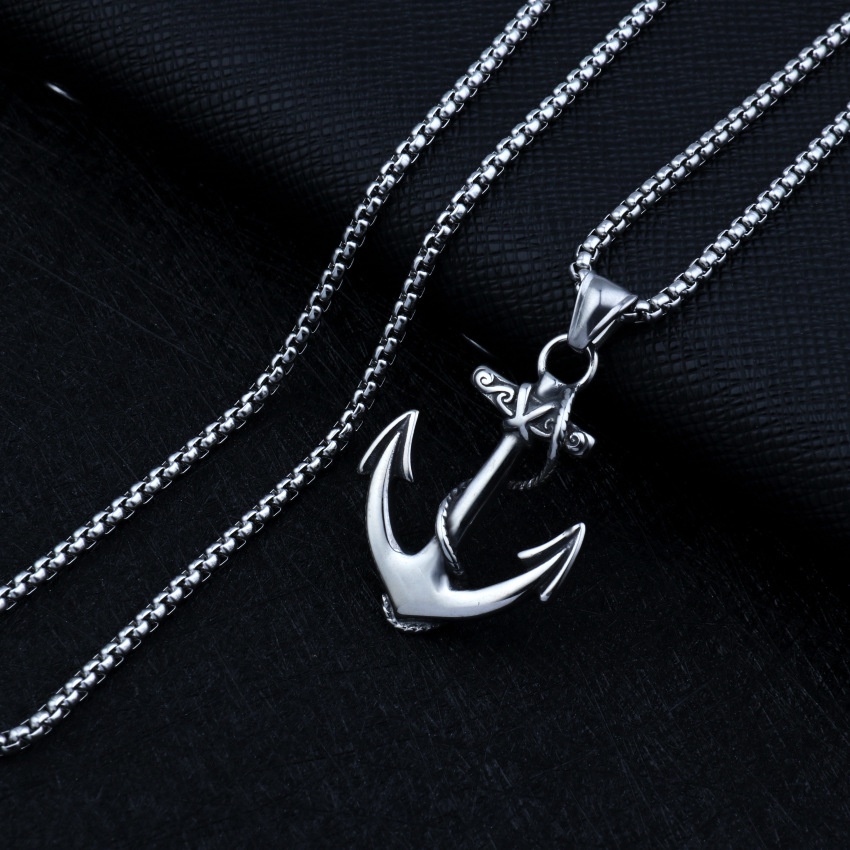 Vòng cổ hình mỏ neo bằng thép không gỉ phong cách retro thời trang cho nam