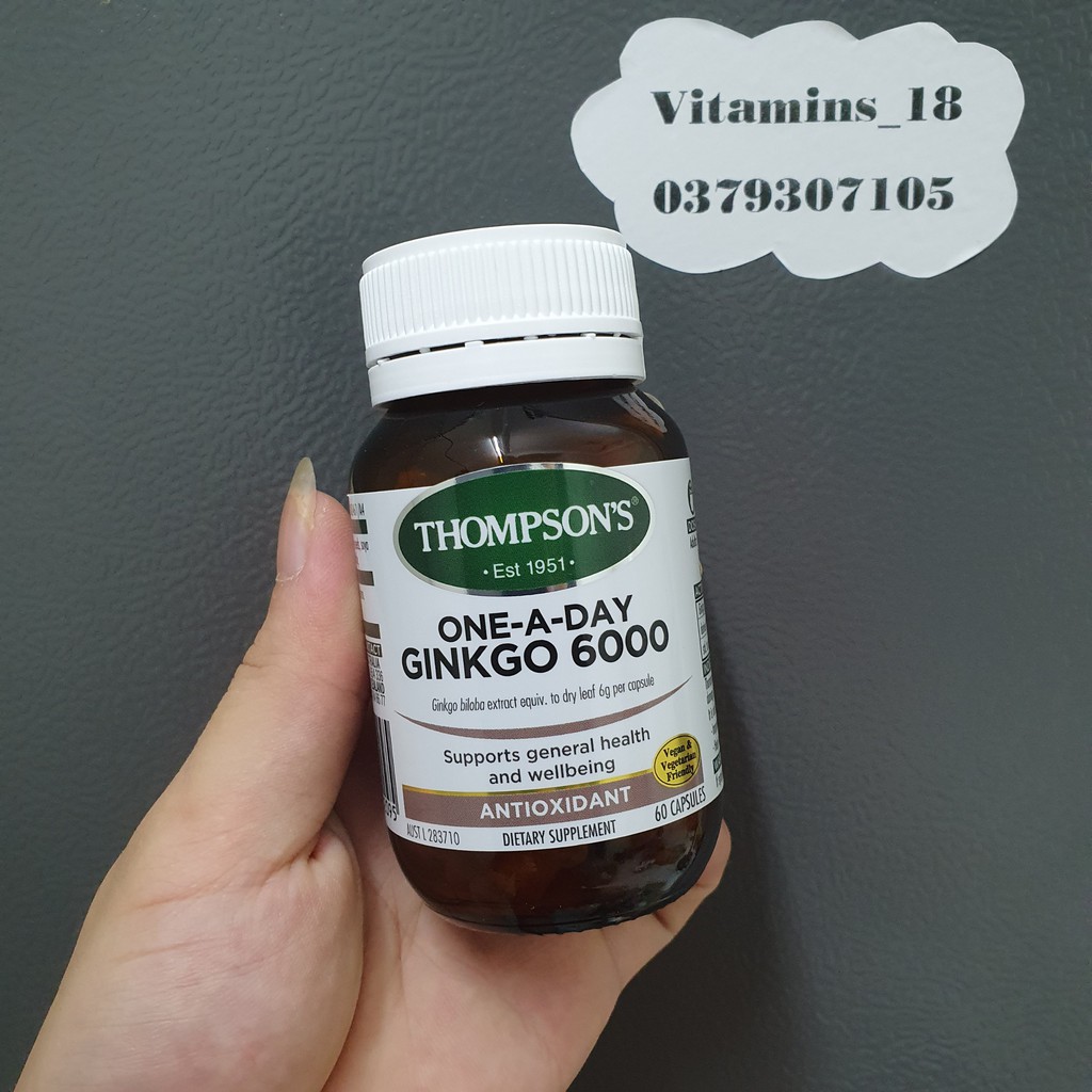 Bổ não Ginkgo Biloba 6000 Thompson's Úc - 60 viên