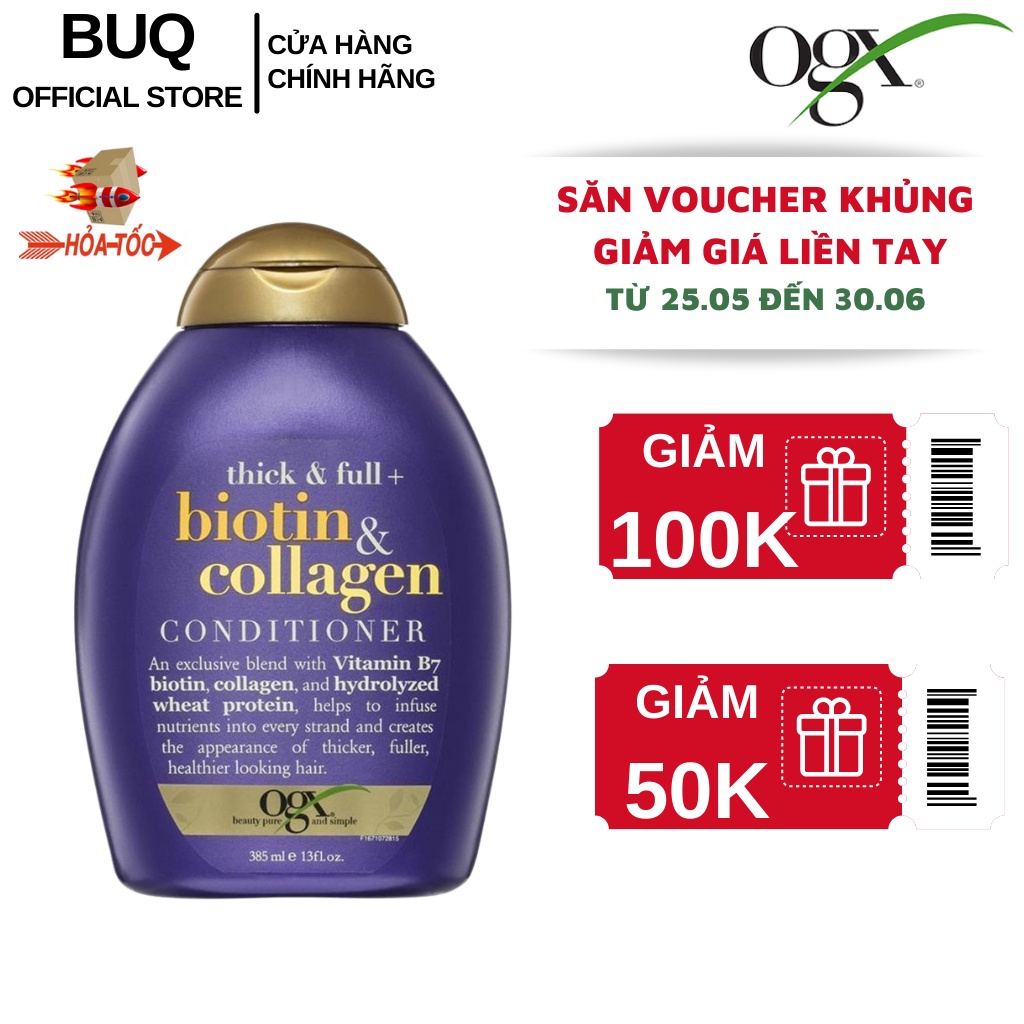 Dầu Xả Dưỡng Dày Tóc OGX Thick & Full + Biotin Tím & Collagen Conditioner 385ml