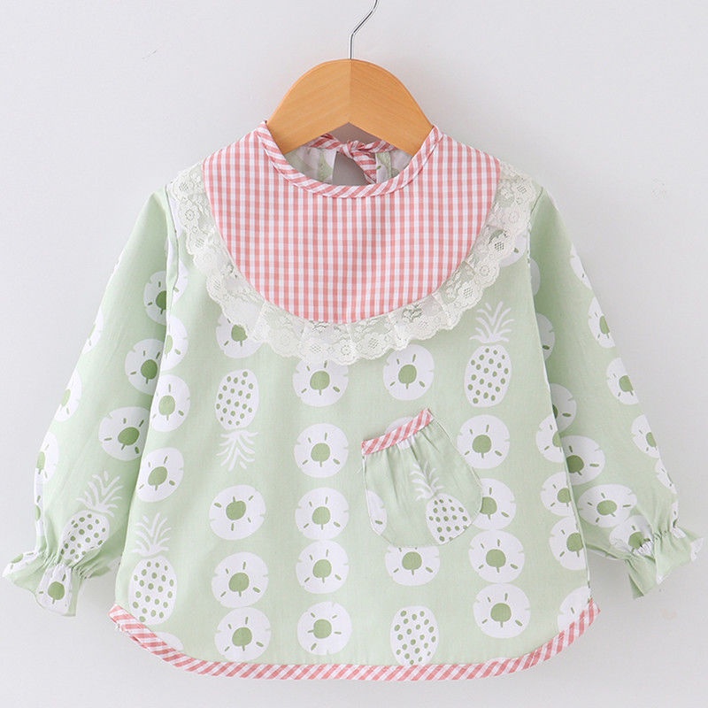 áo choàng trẻ em mùa xuân và mùa thu, cotton, không thấm nước, chống hăm cho trẻ em, yếm ăn, bé trai và bé gái, tạp dề c