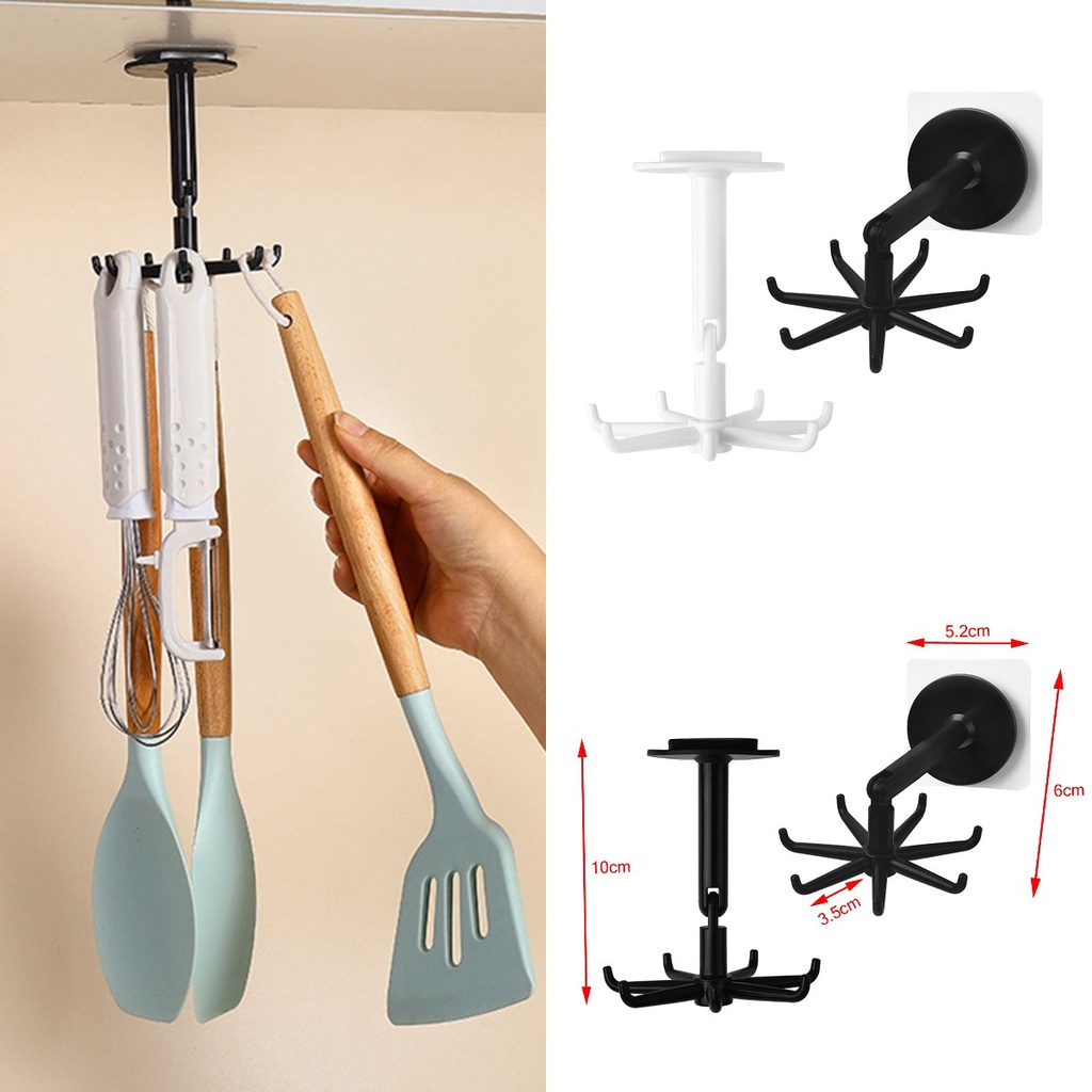 Móc Treo Đồ Dùng Nhà Bếp Màu Đen Có Thể Xoay Tiện Dụng
