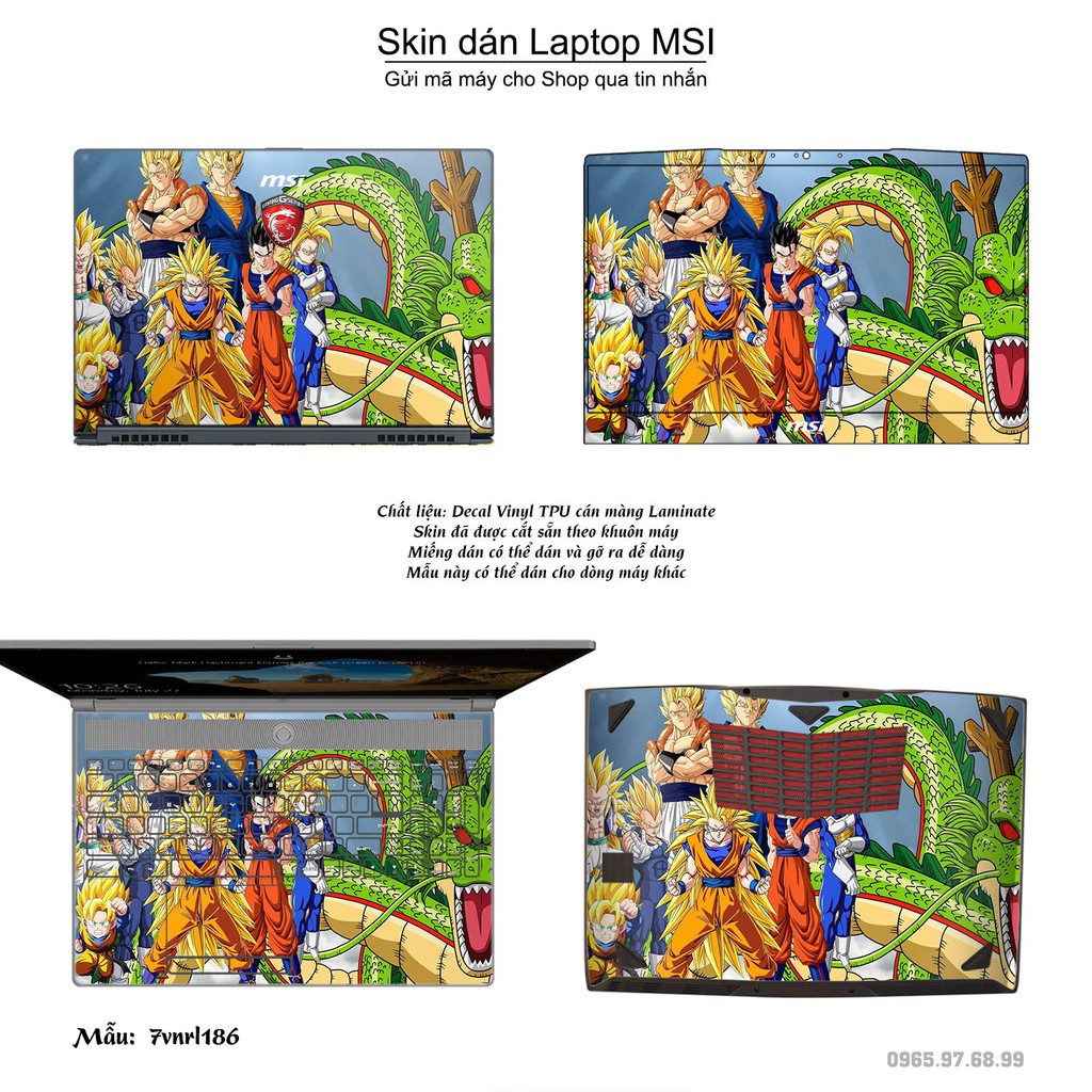 Skin dán Laptop MSI in hình Dragon Ball _nhiều mẫu 3 (inbox mã máy cho Shop)